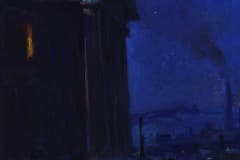 Бернгард О.Э. Нижний Тагил. Горсовет ночью. Этюд. 1944 г. Нижнетагильский музей изобразительных искусств.