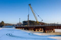 Строительство моста через Нижнетагильский пруд, декабрь 2020 г.
