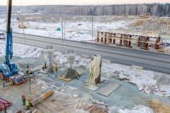 Строительство моста через Нижнетагильский пруд, декабрь 2020 г.